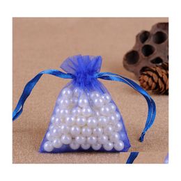 Sieraden zakjes tassen groothandel 7x9cm gemengd organza trouwfeest voorkeur xmas cadeau paars blauw roze geel zwart met dstring 319 dro dheke