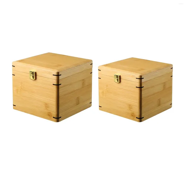 Bolsas de joyería Caja de almacenamiento de madera de bambú de madera para artesanías y pasatiempos de bricolaje