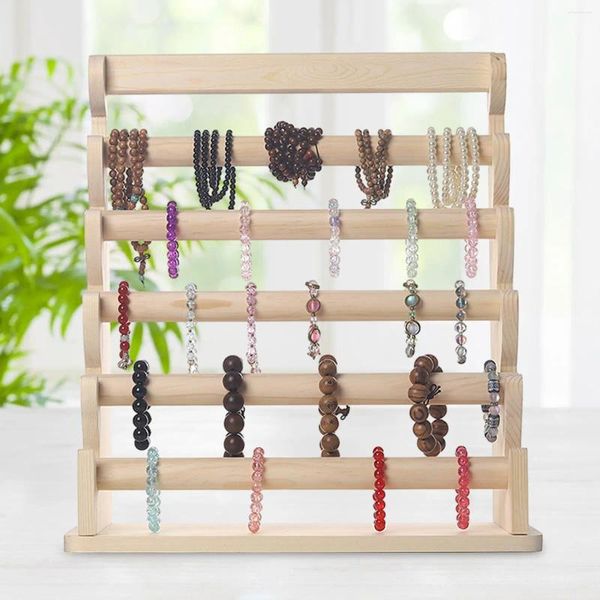 Bolsas de joyería Brazalete Pulsera Titular Estante de regalo Soporte de exhibición extraíble de madera de múltiples niveles para dormitorio Tocador Tienda Encimera de escritorio