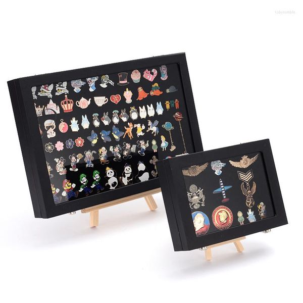 Pochettes à bijoux broches noires broches boîte de Collection présentoir mural étuis emballage cadeau Badge transparent boîtes à médailles