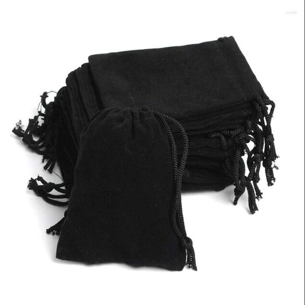 Bijoux Pochettes Noir Velours Sac Pochette Cordon Cadeau Emballage Affichage Sacs Boîte 10 Pcs/lot