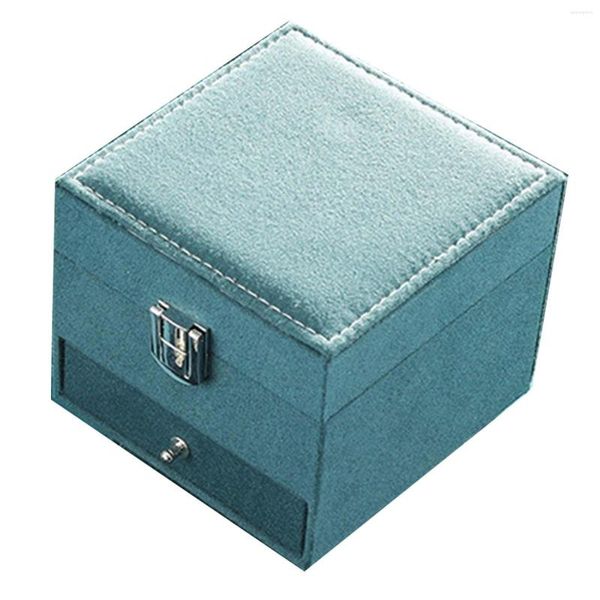 Caja de bolsas para joyas, soporte para pendientes, forro de flocado, caja de almacenamiento de regalo de múltiples capas para gemelos, pendientes, collar, cadena