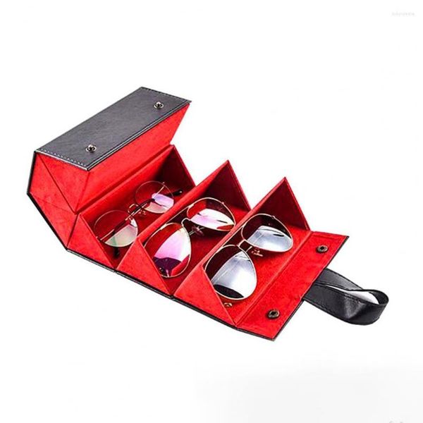 Pochettes à bijoux boîte sangle suspendue gain de place 5 fentes étui à lunettes pour étuis à lunettes pliant lunettes de soleil couverture liège