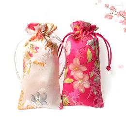 Pochettes à bijoux Sachet en tissu brocart épaississement mode rétro riche fleur peigne sac pendentif portable maison tempérament stockage cadeau