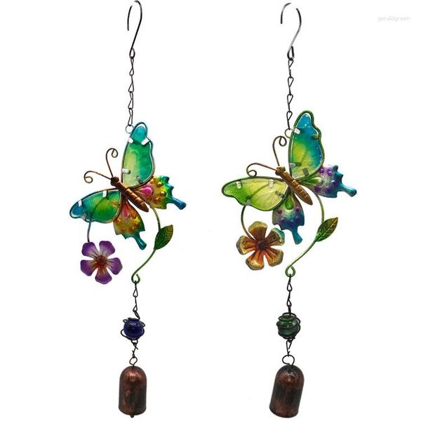 Bijoux pochettes papillon en verre peinture en métal vent carillon iron artisanat pendent jardin créatif cadeaux pastoraux