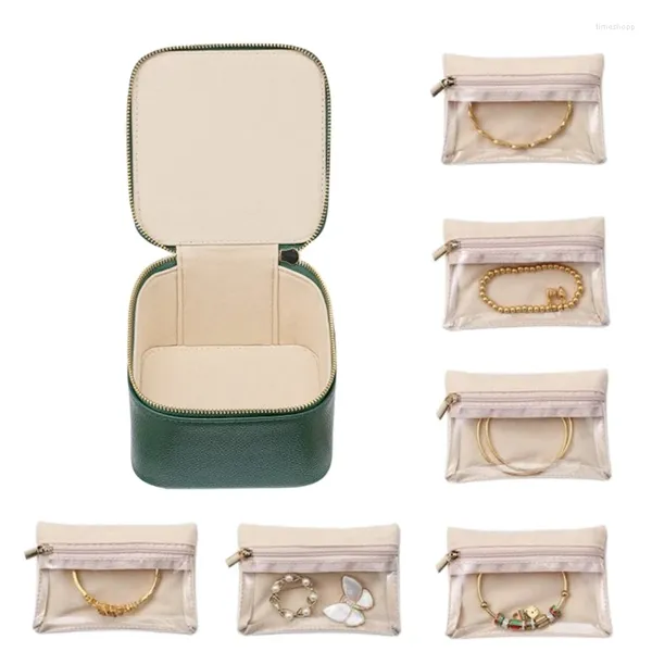 Estuche para bolsas de joyería con 6 compartimentos, caja expositora pequeña, joyería elegante, regalo elegante para mujer