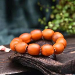 Pochettes à bijoux perles d'ambre chinois vieille cire peau d'orange givré main chaîne Jujube bracelets pour hommes et femmes