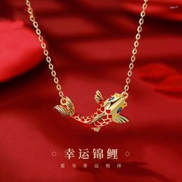 Sieradenzakjes Chinese stijl modeontwerp heeft elk jaar een ketting met vishanger. Vrouwelijke National Tide Court Joker Girl sleutelbeenketting