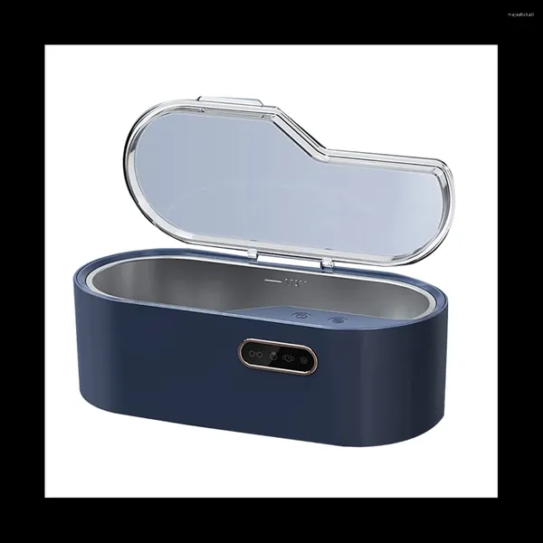 Nettoyeur de pochettes à bijoux 450Ml, Machine de nettoyage ultrasonique professionnelle pour tous les ménages portables 45KHz bleu