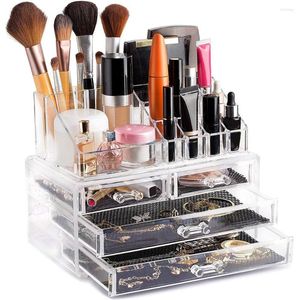 Sieradenzakken Clear Acryl Organizer Dubbele laag make-up opbergdoos Grote ruimteveergave Case Slaapkamer Cosmetica Holder