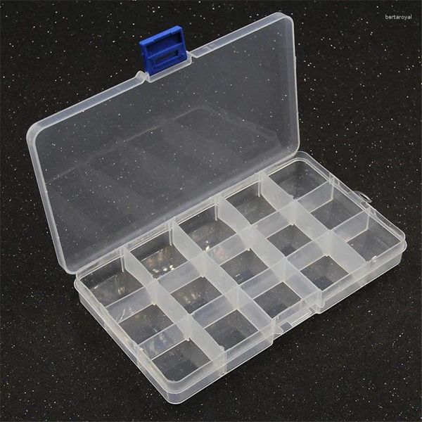 Pochettes à bijoux Boîte en plastique transparent Mallette de rangement Collection Organisateur Conteneur avec couvercle à charnière pour organiser de petites pièces Accessoires