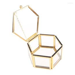 Boîtes à bijoux Clear Ring Box Hexagon Premium magnifique cadeau vintage avec couvercle pour la proposition Cérémonie de mariage A02 22