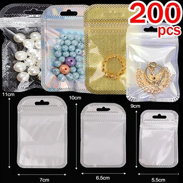 Sachets de bijoux en plastique transparent des sacs en plastique transparent semi-transparent scellé de perle scellée petits cadeaux accessoires d'emballage