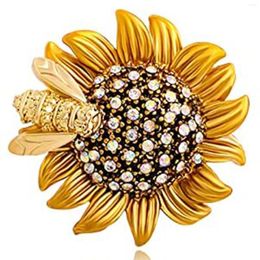 Woreczki z biżuterią kostium kwiat broszka przypinki dla kobiet moda kryształowe broszki Vintage Broche kolor słonecznika pszczoła A