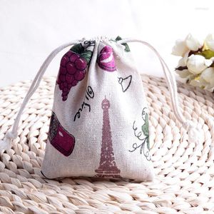 Pochettes à bijoux en coton et lin, sac cadeau 9x12cm, porte-faveur de mariage, fête d'anniversaire, collier, Bracelet, pochette d'emballage en mousseline