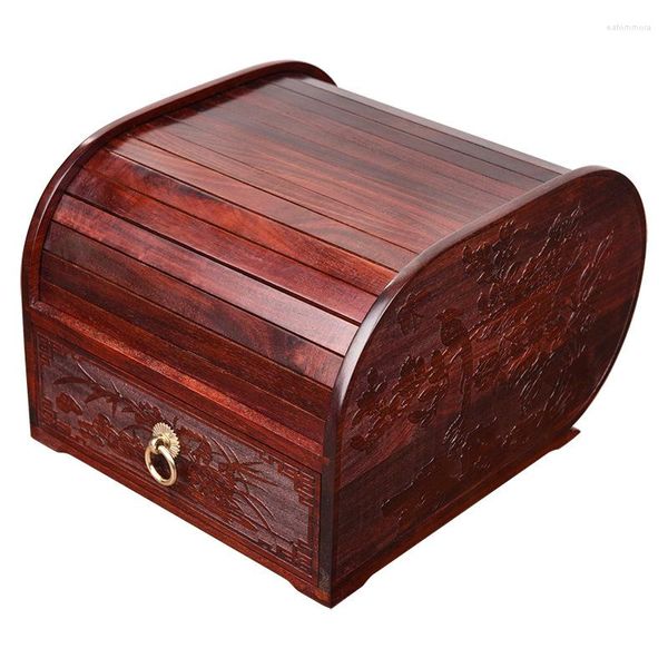 Bolsas para joyas, caja organizadora de almacenamiento de múltiples capas de escritorio creativa, caja de madera de palisandro, cajón Vintage, regalo