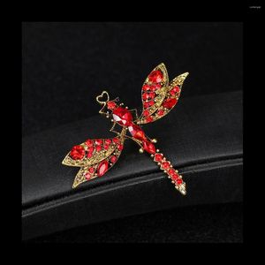 Sieraden Pouches Crystal Broche Dragonfly Pin Vintage Strass Voor Vrouwen Party Huwelijkscadeau Rood