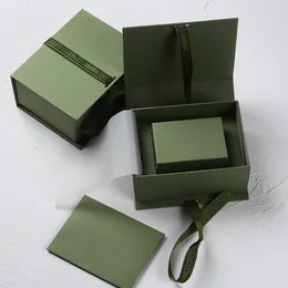 Pochettes à bijoux personnalisées Kraft marron, boîte aux lettres de couleur naturelle, emballage cadeau vert avec papier d'emballage et enveloppe