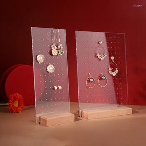 Sieradenzakken op maat gemaakte oorbel houders staande organisator sieradenweergave earing showcase rack met houten en acryl