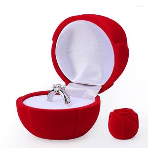 Pochettes à bijoux Mignon Velet Rouge Rose De Mariage Bagues En Diamant Présentoir Pour Boucles D'oreilles Femme Collier Porte-Bijoux Cas De Noël