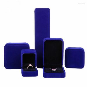 Sieradenzakken donkerblauw fluwelen zwarte binnenketting hanger ketting display houder pakking ring cadeaubist doos armband bangle opslagcase
