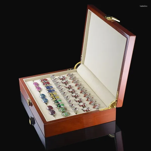 Bolsas de joyería de joyas Pendientes de tachuelas de cabecilla de madera pintada de piano de lujo Muestra de almacenamiento de alta calidad 24 5.5 18 cm