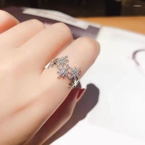 Sieradenzakjes Diamant Volledig zespuntig sterontwerp Ringvormige opening Verstelbare geavanceerde Sense Ring Vingerring.