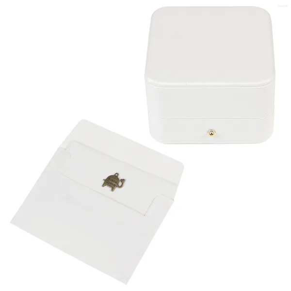 Bolsas de joyería Vitrina Caja de almacenamiento de reloj Pulsera Embalaje de regalo portátil Viaje de PU blanco