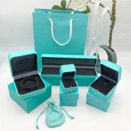 Sieraden Pouches Display Verkoop Nieuwste Mode Originele Doos Cadeau Tif.co Blauwe Armband Ketting Ring Case Hanger