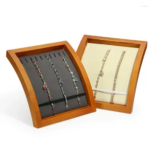 Présentoir de pochettes à bijoux, siège en bois massif pour colliers, bracelets, pendentifs