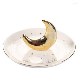 Pochettes à bijoux coiffeuse plat en céramique assiettes créatives plateaux affichage de manger collier en porcelaine blanche décor supérieur