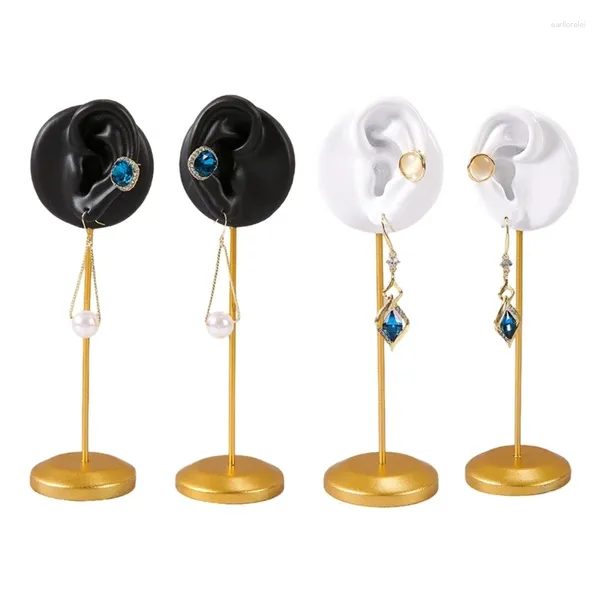 Sachets de bijoux affichage de boucle d'oreille durable Stands du modèle d'oreille humaine support de goujon en silicone rond