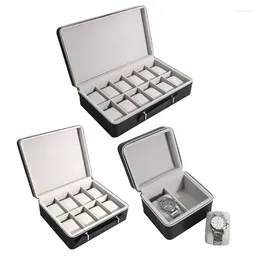 Pochettes à bijoux E0BF 2/8/12 fentes, boîte de montre en cuir, présentoir, support de rangement, cadeau