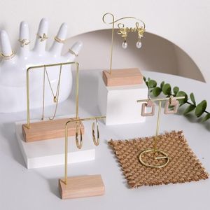 Pochettes à bijoux Boucles d'oreilles Or Présentoirs Base en bois Collier Porte-bagues Détail Exposant Boutique Décor