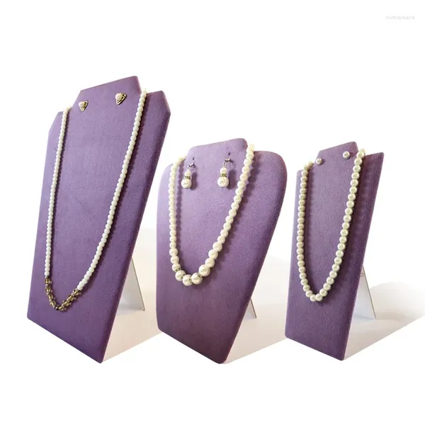 Sachets de bijoux élégants et doux Taro Purple Velvet Rack Boucles d'oreilles Colliers Prendants Afficher Standable Pliable