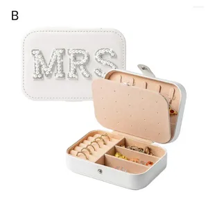 Boîtes à conteneurs élégants avec décoration de perle artificielle pour femmes Bridal Shower Gift Travel Bride