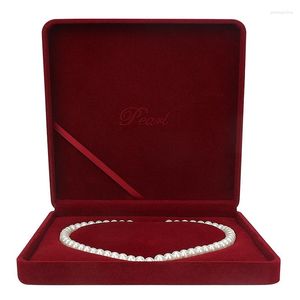 Sieraden zakjes elegante rode fluwelen set doos voor vrouwelijke ringen oorrel armband parel ketting vintage display verpakking bruiloft geschenkdozen