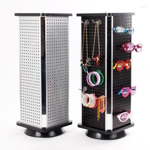 Sieraden zakjes versneld roterende vierkante pegboard display stand rack toren voor supermarkt haak latwall zonnebril