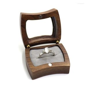 Pochettes à bijoux F19D mignon boucle d'oreille boîte carré en forme de coeur porte-motif à la main en bois présentation coffre organisateur