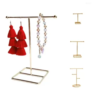 Bolsas de joyería Accesorios de moda Soporte de exhibición Aleación minoritaria Organizador en forma de T Pendiente Rack Chicas
