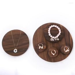 Sieraden zakjes mode zwarte walnoot massief houten ring armbanden hanger oorbellen display houder blokken