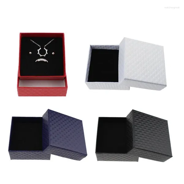 Jewelry Pouches Fashion Cardboard Set Cabellón de regalo Collar Pulseras Perreras Cajas de envasado con esponja interior Rectángulo