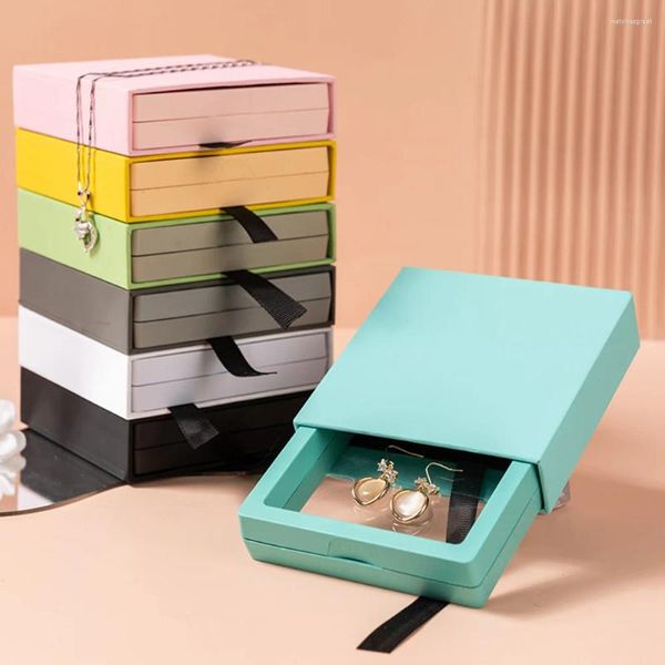 Bolsas de joyería Cajón de moda Caja de almacenamiento de película de PE Color de caramelo Anillo Colgante Collar Pendiente Pulsera Pantalla antioxidante