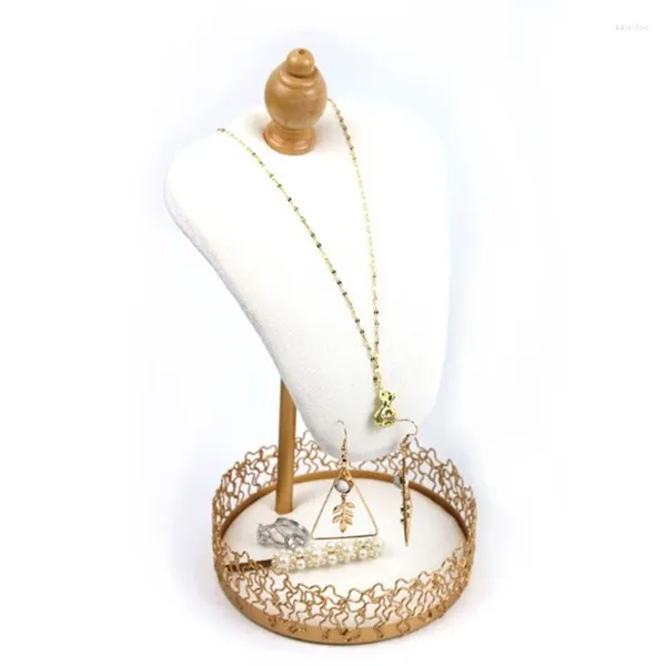 Pochettes à bijoux mode Portrait cou présentoir en métal flanelle collier boucle d'oreille anneau