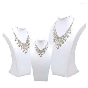 Pochettes à bijoux en cuir PU blanc, présentoir de collier, buste, pendentifs, support ras du cou, support à bijoux, 3 options, modèle