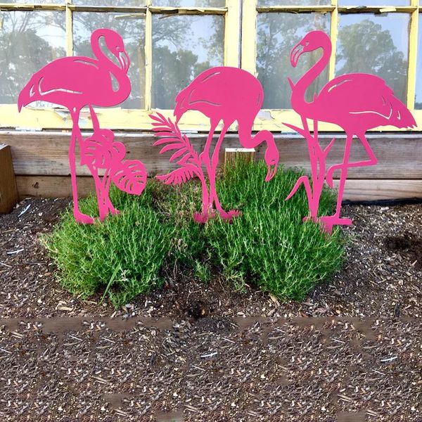 Pochettes à bijoux Flamingo Art Décoration Cour extérieure Jardin en métal artistiquement décoré