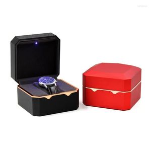 Sieraden Pouches Flanel LED Box Met Licht Voor Lover Gift Trouwring Hanger Oorbel Display Opslag Sieraden Dozen En Verpakkingen