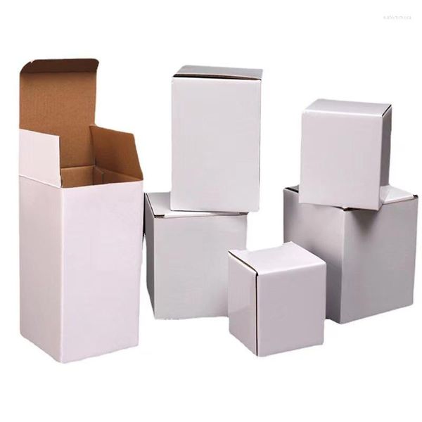 Bolsas de joyería Caja de embalaje plegable Cartón 3 capas Espesar Papel duro Cartón blanco Cajas rectangulares Kraft corrugado Pequeño regalo al por mayor