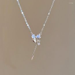 Pochettes à bijoux collier à nœud frangé femme Zircon étoile Awn chaîne de clavicule synthétique Moissanite diamant