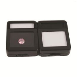 Pochettes à bijoux GemTrue Stock Metal Square Gemstones Display Boxes Black Diamond Box